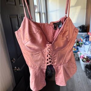 Windsor Blush Lace-Up Corset Bra